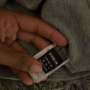 67%polyester shirt 4% spandex xs ribbed grey long sleeve cropped top shirt with.